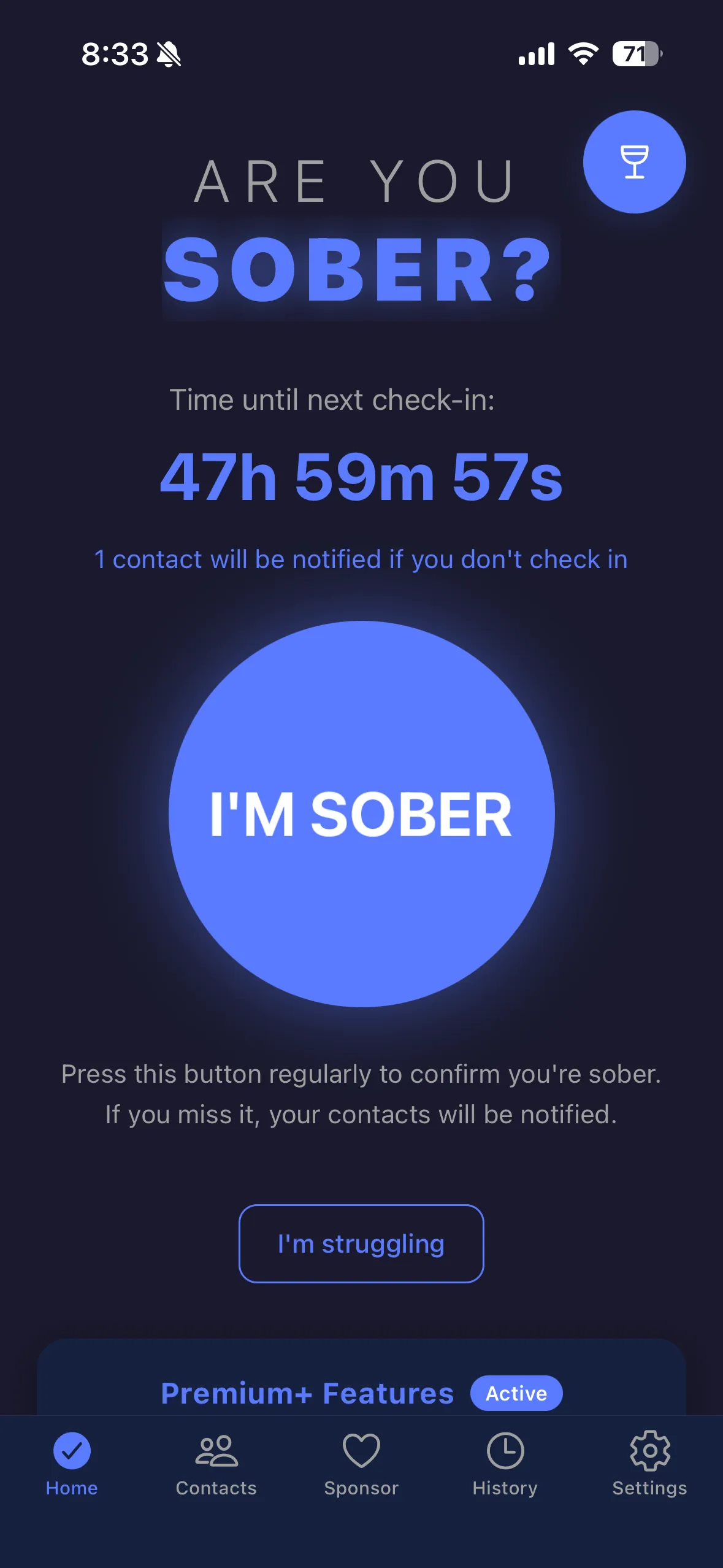 Are You SOS - Sober mode check-in
